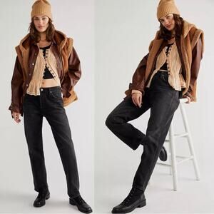 Citizens of Humanity Neve Low Slung Relaxed Straight Leg Jeans Obsidian Black 25